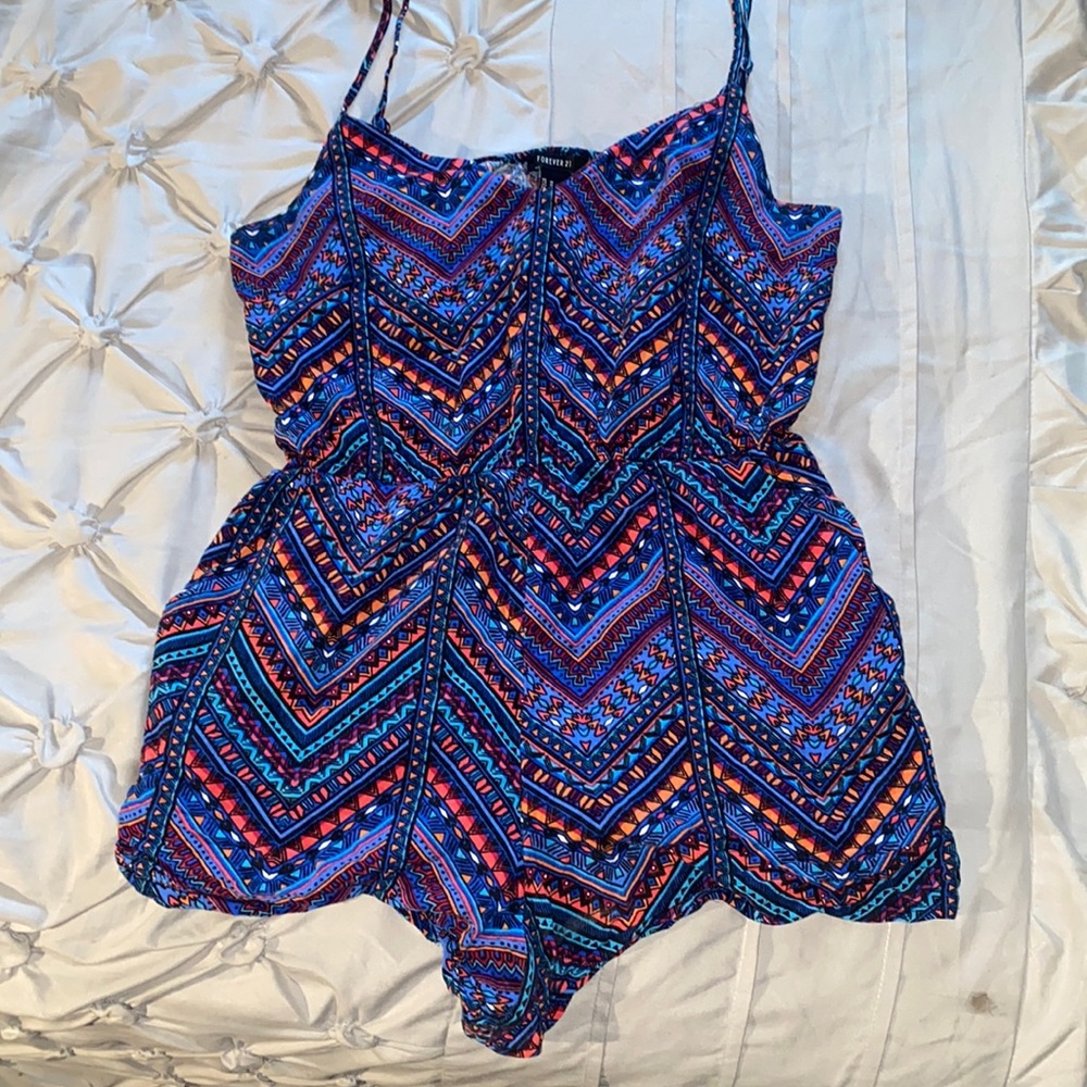 Blue Geometric Romper